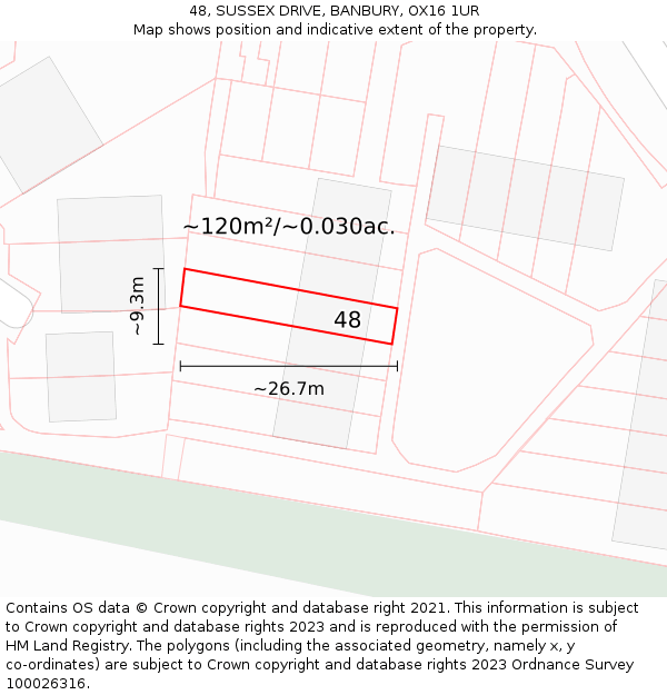 48, SUSSEX DRIVE, BANBURY, OX16 1UR: Plot and title map