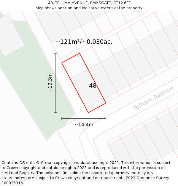 48, TELHAM AVENUE, RAMSGATE, CT12 6EF: Plot and title map
