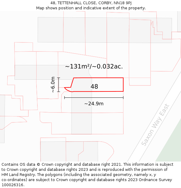 48, TETTENHALL CLOSE, CORBY, NN18 9PJ: Plot and title map