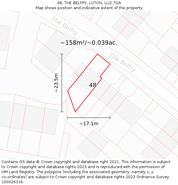 48, THE BELFRY, LUTON, LU2 7GA: Plot and title map