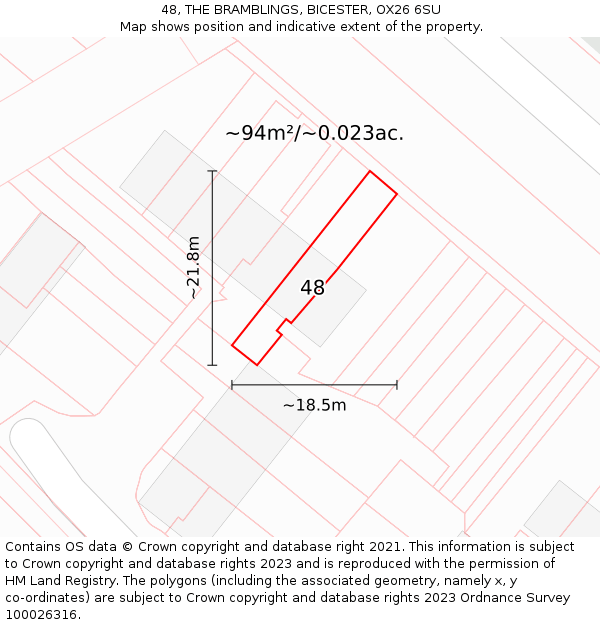 48, THE BRAMBLINGS, BICESTER, OX26 6SU: Plot and title map