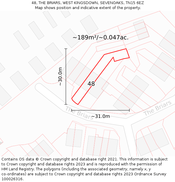 48, THE BRIARS, WEST KINGSDOWN, SEVENOAKS, TN15 6EZ: Plot and title map
