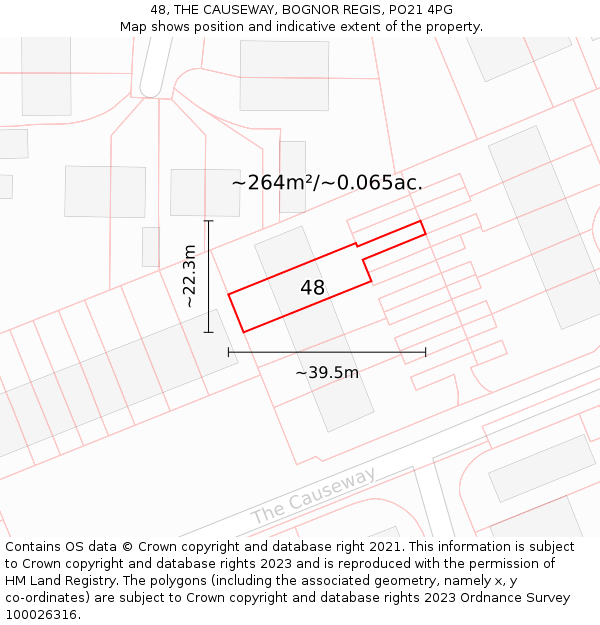 48, THE CAUSEWAY, BOGNOR REGIS, PO21 4PG: Plot and title map