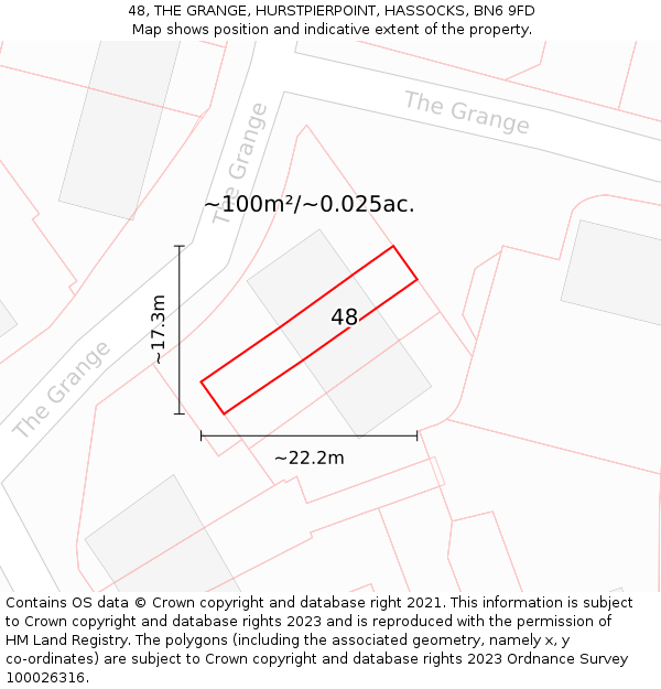 48, THE GRANGE, HURSTPIERPOINT, HASSOCKS, BN6 9FD: Plot and title map