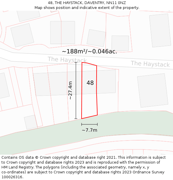 48, THE HAYSTACK, DAVENTRY, NN11 0NZ: Plot and title map
