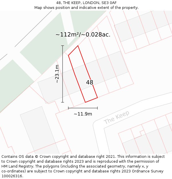 48, THE KEEP, LONDON, SE3 0AF: Plot and title map