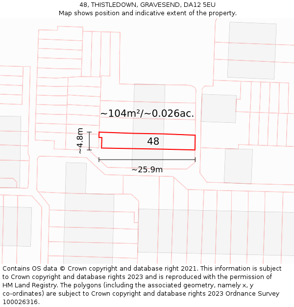 48, THISTLEDOWN, GRAVESEND, DA12 5EU: Plot and title map