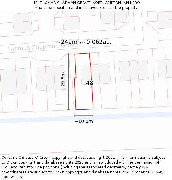 48, THOMAS CHAPMAN GROVE, NORTHAMPTON, NN4 8RQ: Plot and title map
