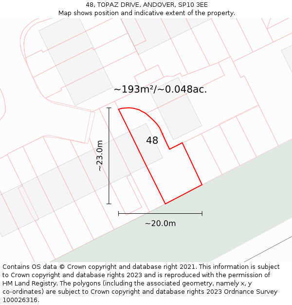 48, TOPAZ DRIVE, ANDOVER, SP10 3EE: Plot and title map