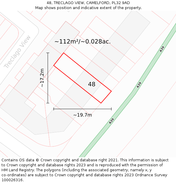 48, TRECLAGO VIEW, CAMELFORD, PL32 9AD: Plot and title map