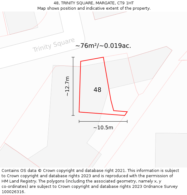 48, TRINITY SQUARE, MARGATE, CT9 1HT: Plot and title map