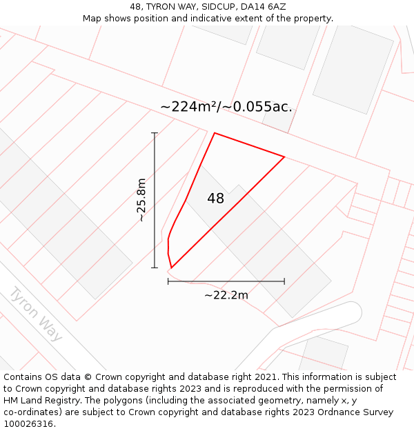 48, TYRON WAY, SIDCUP, DA14 6AZ: Plot and title map