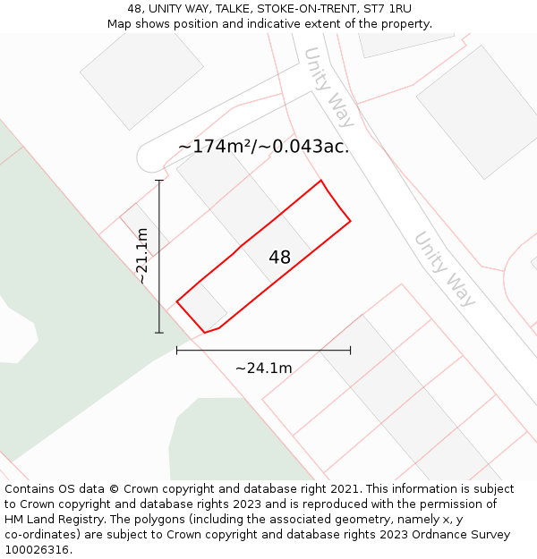 48, UNITY WAY, TALKE, STOKE-ON-TRENT, ST7 1RU: Plot and title map