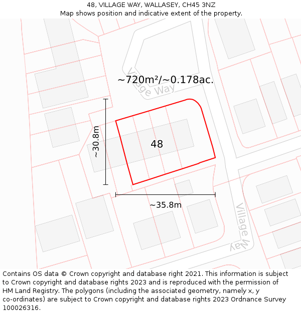 48, VILLAGE WAY, WALLASEY, CH45 3NZ: Plot and title map