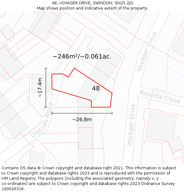 48, VOYAGER DRIVE, SWINDON, SN25 2JG: Plot and title map