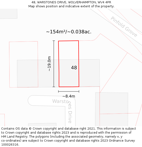 48, WARSTONES DRIVE, WOLVERHAMPTON, WV4 4PR: Plot and title map