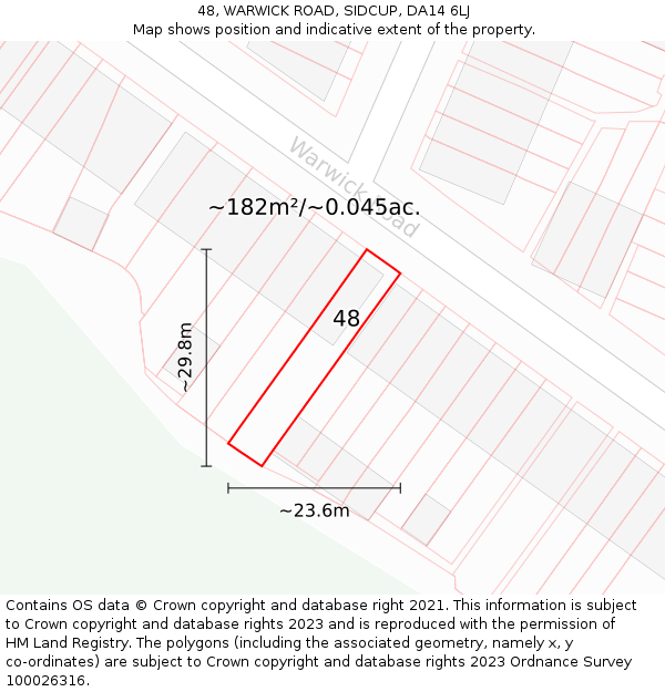48, WARWICK ROAD, SIDCUP, DA14 6LJ: Plot and title map