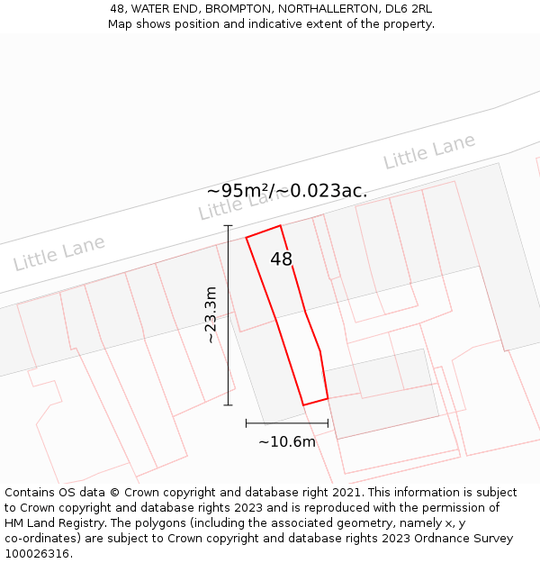 48, WATER END, BROMPTON, NORTHALLERTON, DL6 2RL: Plot and title map