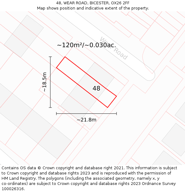 48, WEAR ROAD, BICESTER, OX26 2FF: Plot and title map