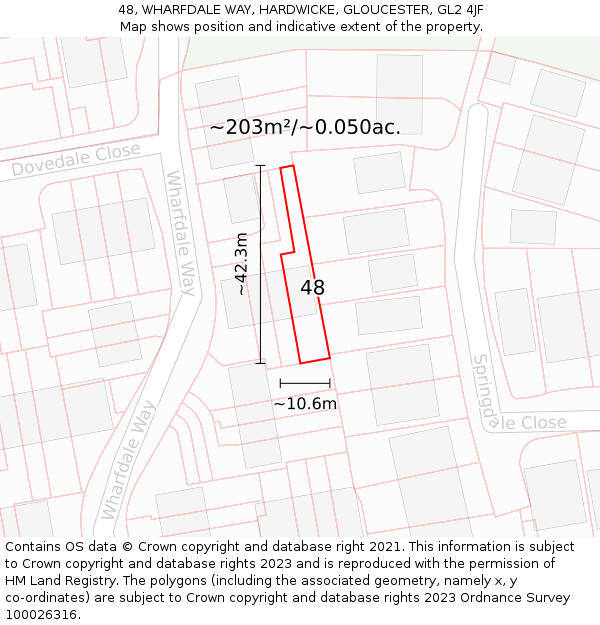 48, WHARFDALE WAY, HARDWICKE, GLOUCESTER, GL2 4JF: Plot and title map