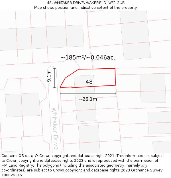 48, WHITAKER DRIVE, WAKEFIELD, WF1 2UR: Plot and title map