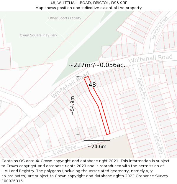 48, WHITEHALL ROAD, BRISTOL, BS5 9BE: Plot and title map