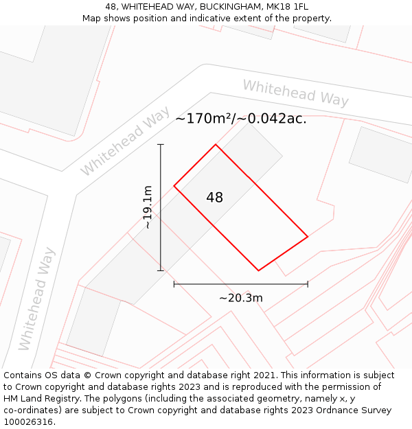 48, WHITEHEAD WAY, BUCKINGHAM, MK18 1FL: Plot and title map