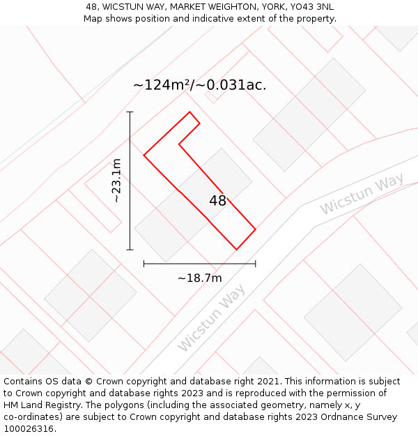 48, WICSTUN WAY, MARKET WEIGHTON, YORK, YO43 3NL: Plot and title map