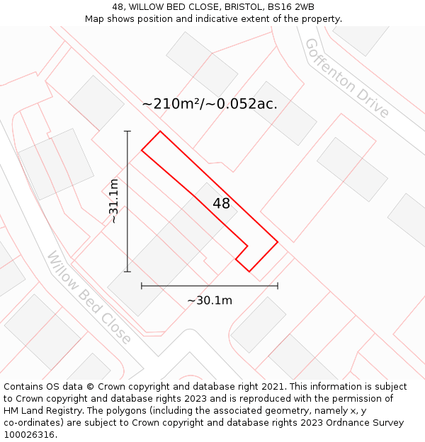 48, WILLOW BED CLOSE, BRISTOL, BS16 2WB: Plot and title map