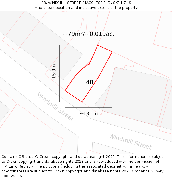 48, WINDMILL STREET, MACCLESFIELD, SK11 7HS: Plot and title map