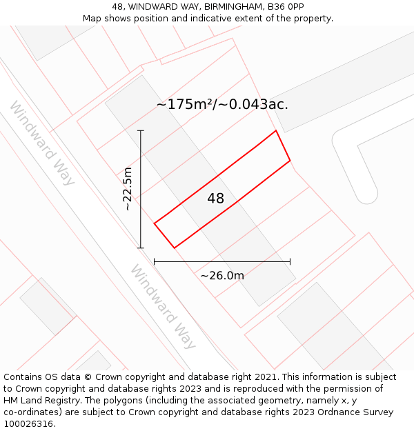 48, WINDWARD WAY, BIRMINGHAM, B36 0PP: Plot and title map