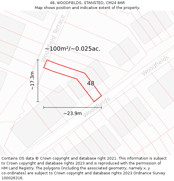 48, WOODFIELDS, STANSTED, CM24 8AR: Plot and title map