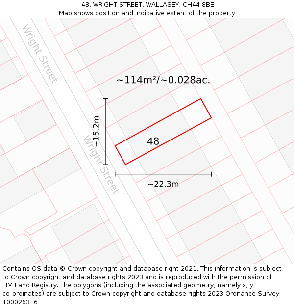 48, WRIGHT STREET, WALLASEY, CH44 8BE: Plot and title map
