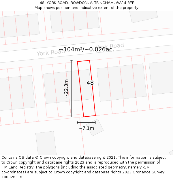 48, YORK ROAD, BOWDON, ALTRINCHAM, WA14 3EF: Plot and title map