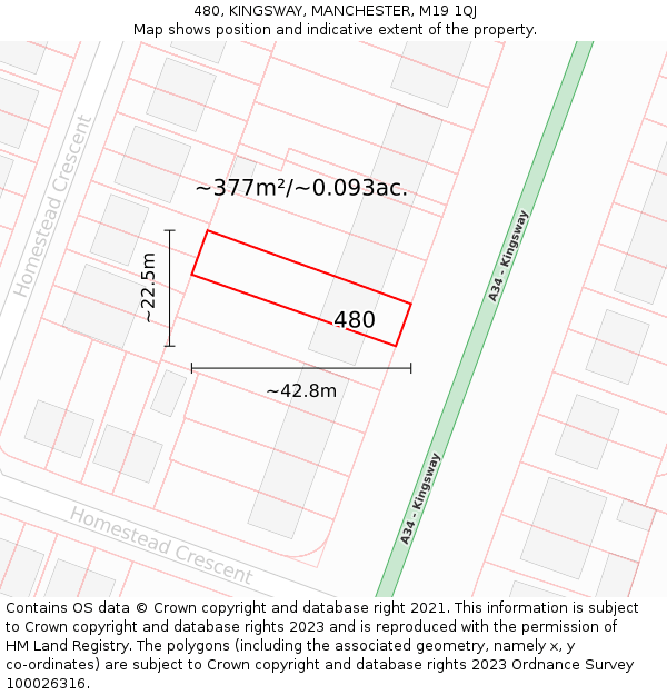 480, KINGSWAY, MANCHESTER, M19 1QJ: Plot and title map