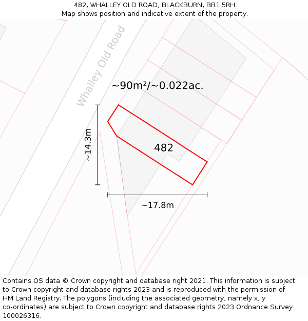 482, WHALLEY OLD ROAD, BLACKBURN, BB1 5RH: Plot and title map