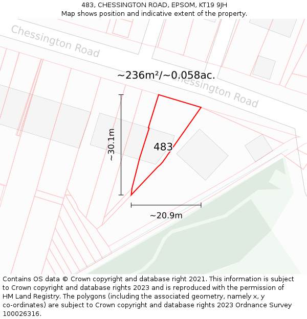 483, CHESSINGTON ROAD, EPSOM, KT19 9JH: Plot and title map