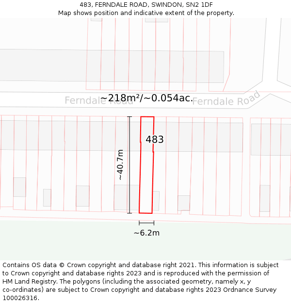 483, FERNDALE ROAD, SWINDON, SN2 1DF: Plot and title map