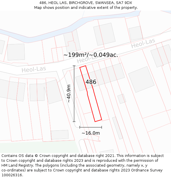 486, HEOL LAS, BIRCHGROVE, SWANSEA, SA7 9DX: Plot and title map