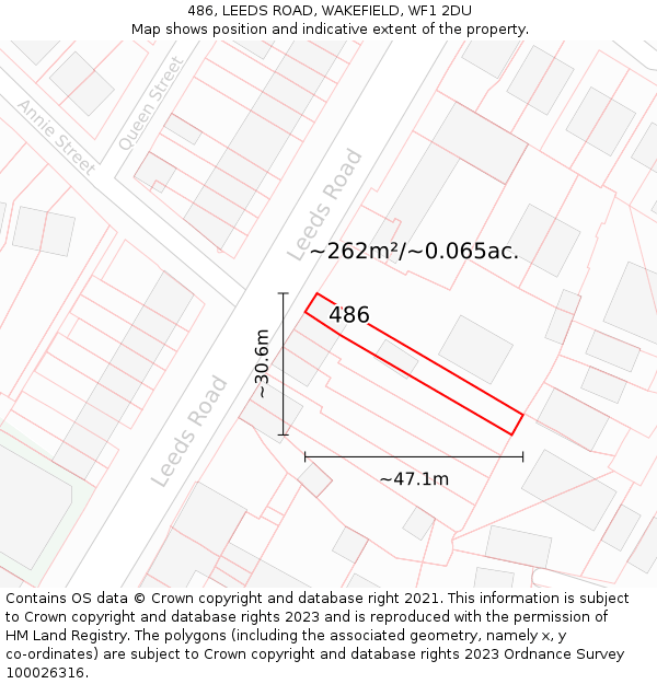 486, LEEDS ROAD, WAKEFIELD, WF1 2DU: Plot and title map