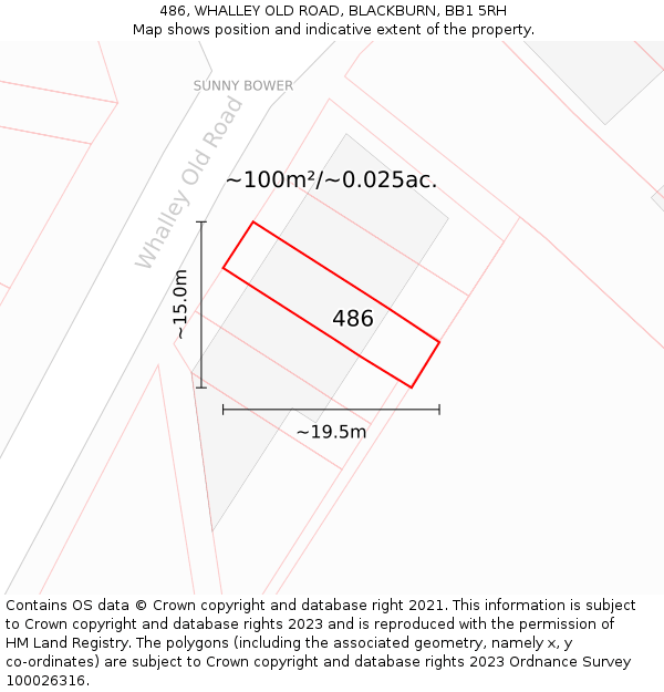 486, WHALLEY OLD ROAD, BLACKBURN, BB1 5RH: Plot and title map