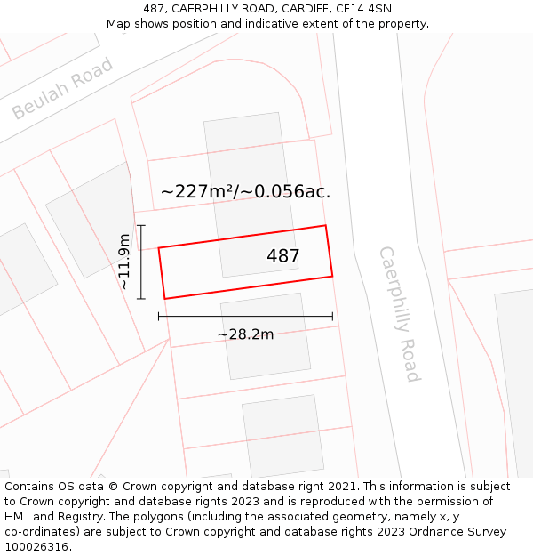 487, CAERPHILLY ROAD, CARDIFF, CF14 4SN: Plot and title map