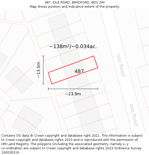 487, IDLE ROAD, BRADFORD, BD2 2AY: Plot and title map