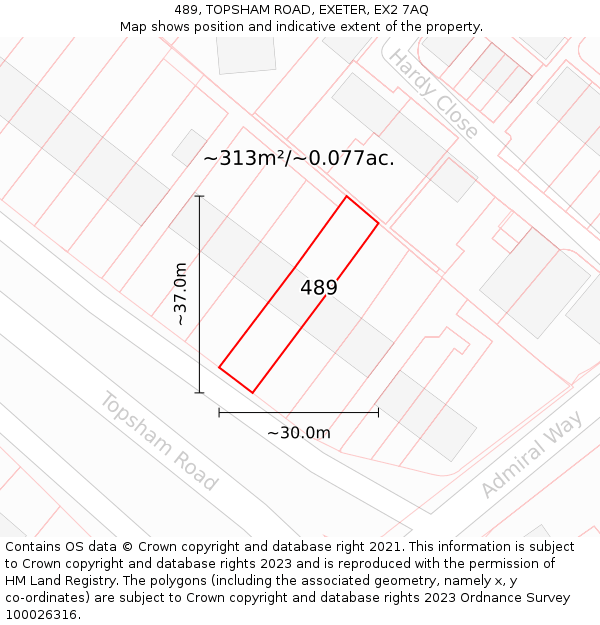 489, TOPSHAM ROAD, EXETER, EX2 7AQ: Plot and title map