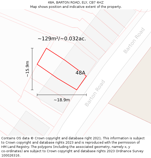 48A, BARTON ROAD, ELY, CB7 4HZ: Plot and title map