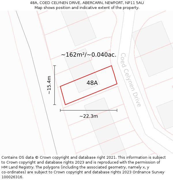 48A, COED CELYNEN DRIVE, ABERCARN, NEWPORT, NP11 5AU: Plot and title map