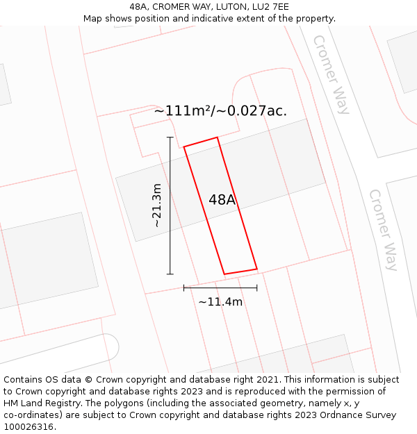 48A, CROMER WAY, LUTON, LU2 7EE: Plot and title map