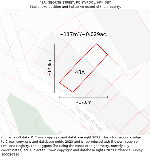 48A, GEORGE STREET, PONTYPOOL, NP4 6BY: Plot and title map