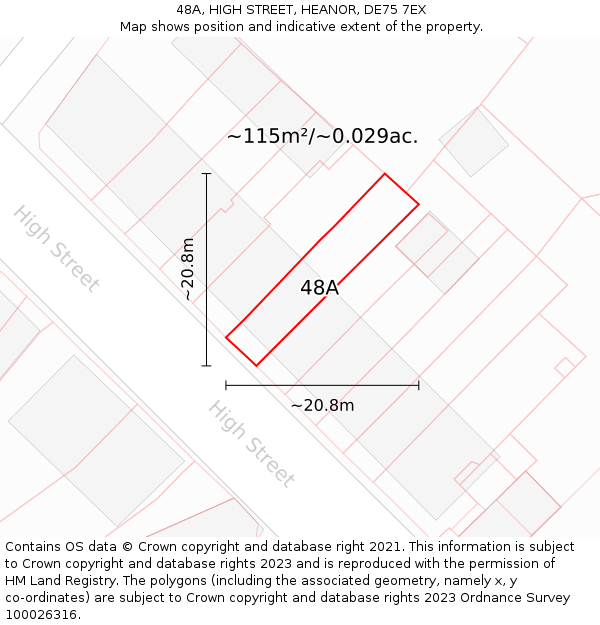 48A, HIGH STREET, HEANOR, DE75 7EX: Plot and title map