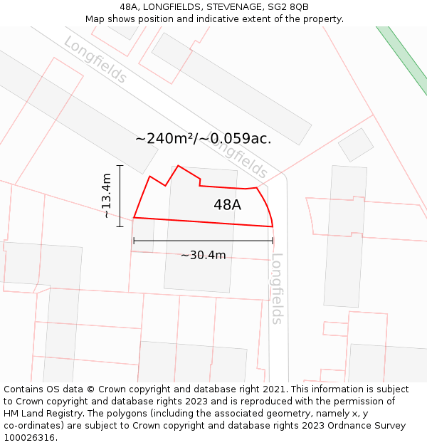 48A, LONGFIELDS, STEVENAGE, SG2 8QB: Plot and title map